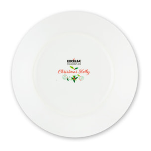 Service de table 18 pièces Excelsa - Christmas Holly, porcelaine blanche