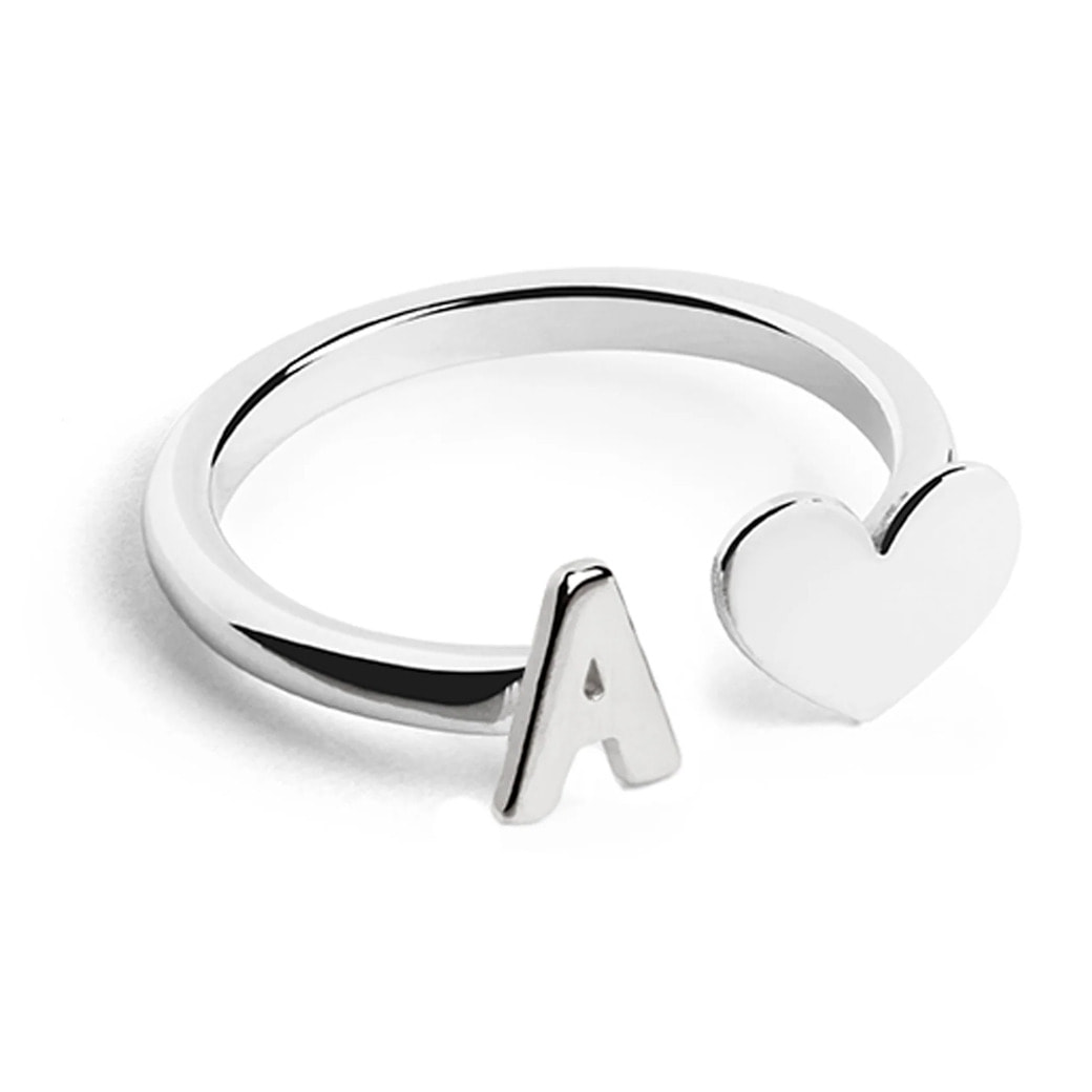 Anello Personalizzato Lettera Cuore Argento