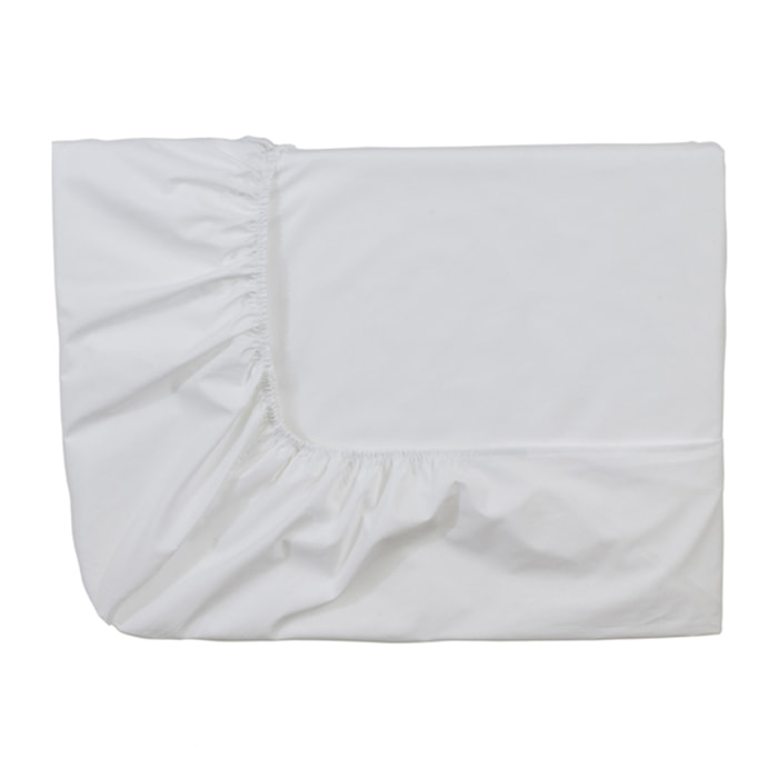 Drap housse uni en coton, STAR LINE, Blanc