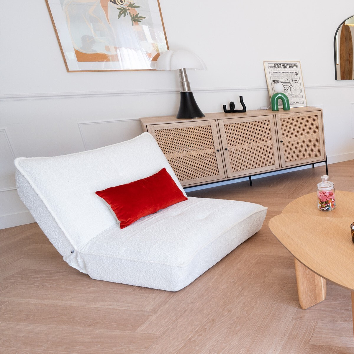 Fauteuil lounge en tissu bouclé - MATIS