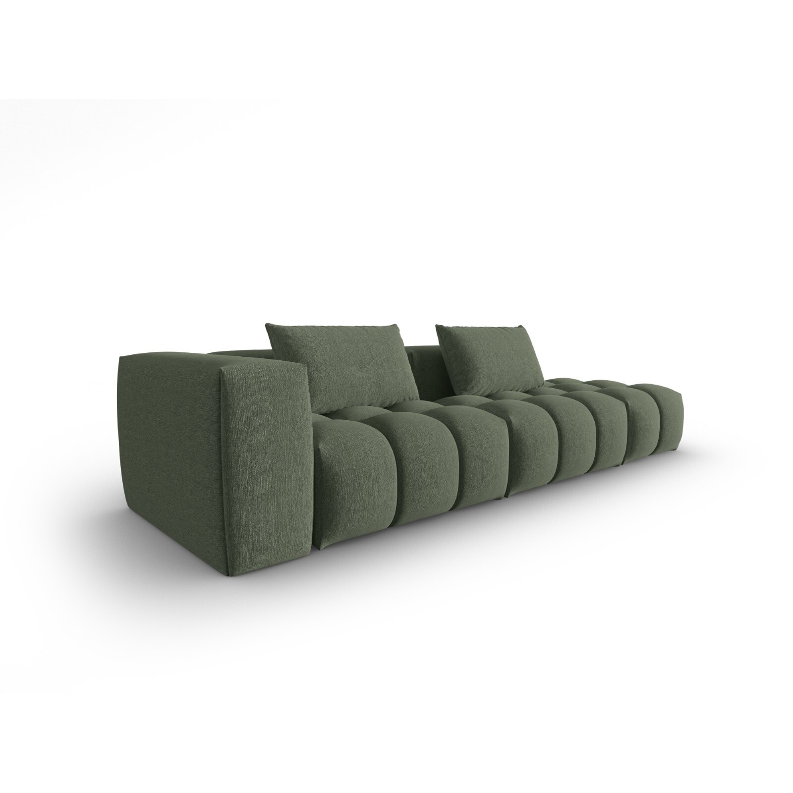 Canapé modulable droit "Lorella" 3 places en tissu structurel vert olive foncé