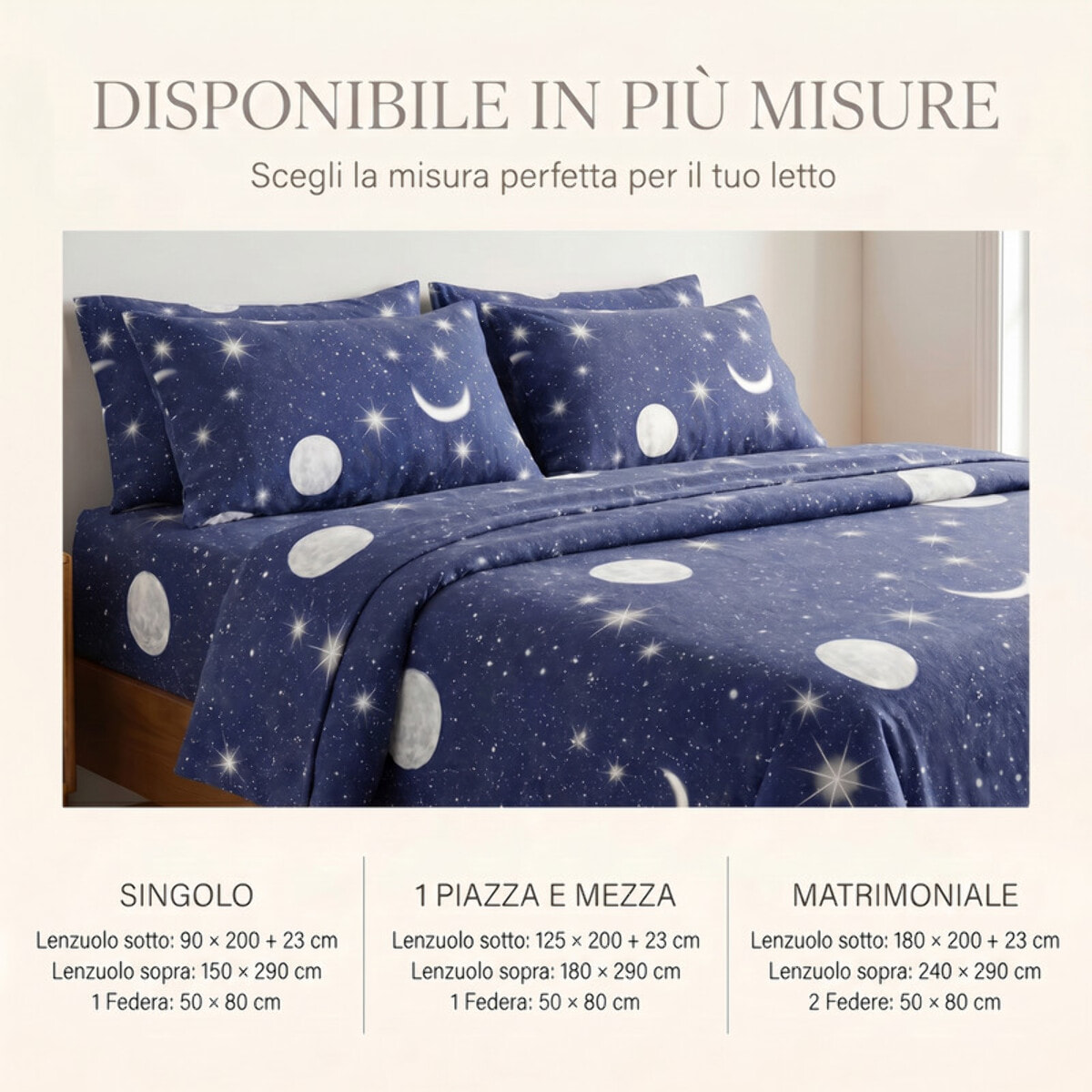 Set Lenzuola Matrimoniale in Flanella, Tessuto in Cotone anti Pilling, Lenzuolo Sotto con Angoli + Lenzuolo Sopra + 2 Federe, Morbido, Confortevole