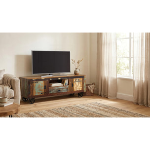 Mueble TV de Madera Reciclada 160 Cm Estilo Vintage Moderno