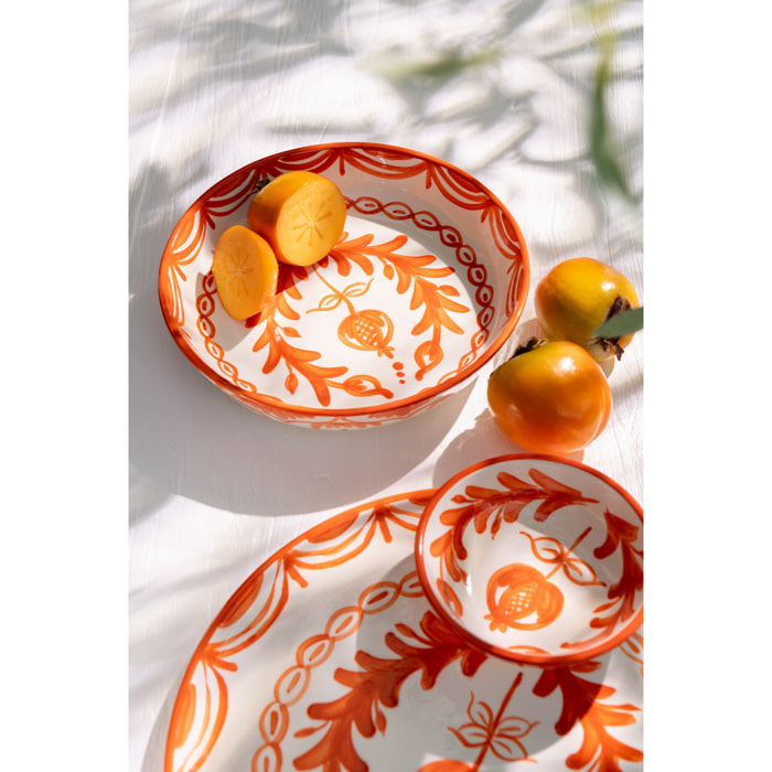 J-Line plat Granada Low - céramique - blanc/orange - large - Ø 25 cm