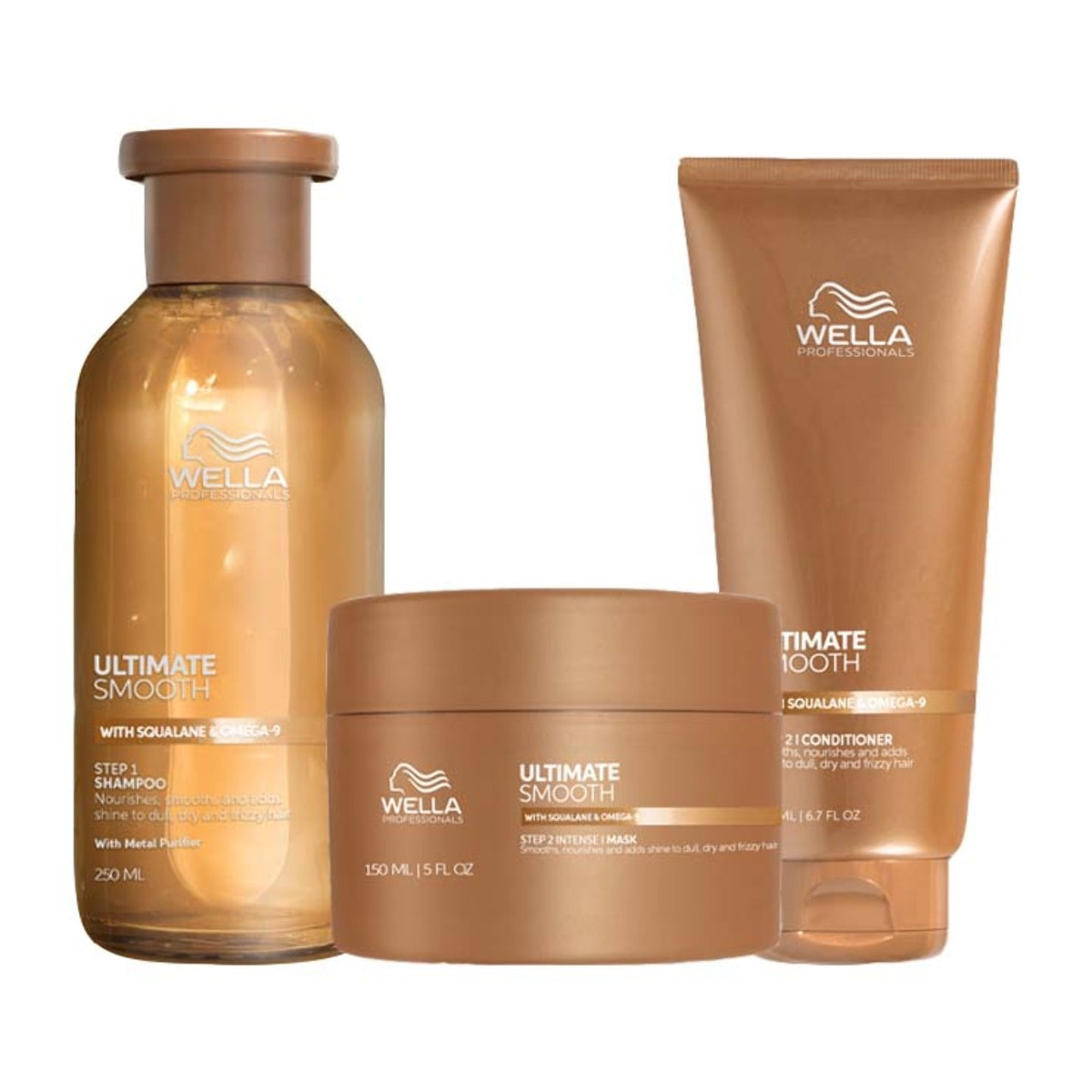 WELLA PROFESSIONALS Kit Ultimate Smooth Step 1 Shampoo 250ml + Step 2 Intense Mask 150 + Step 2 Conditioner 200ml