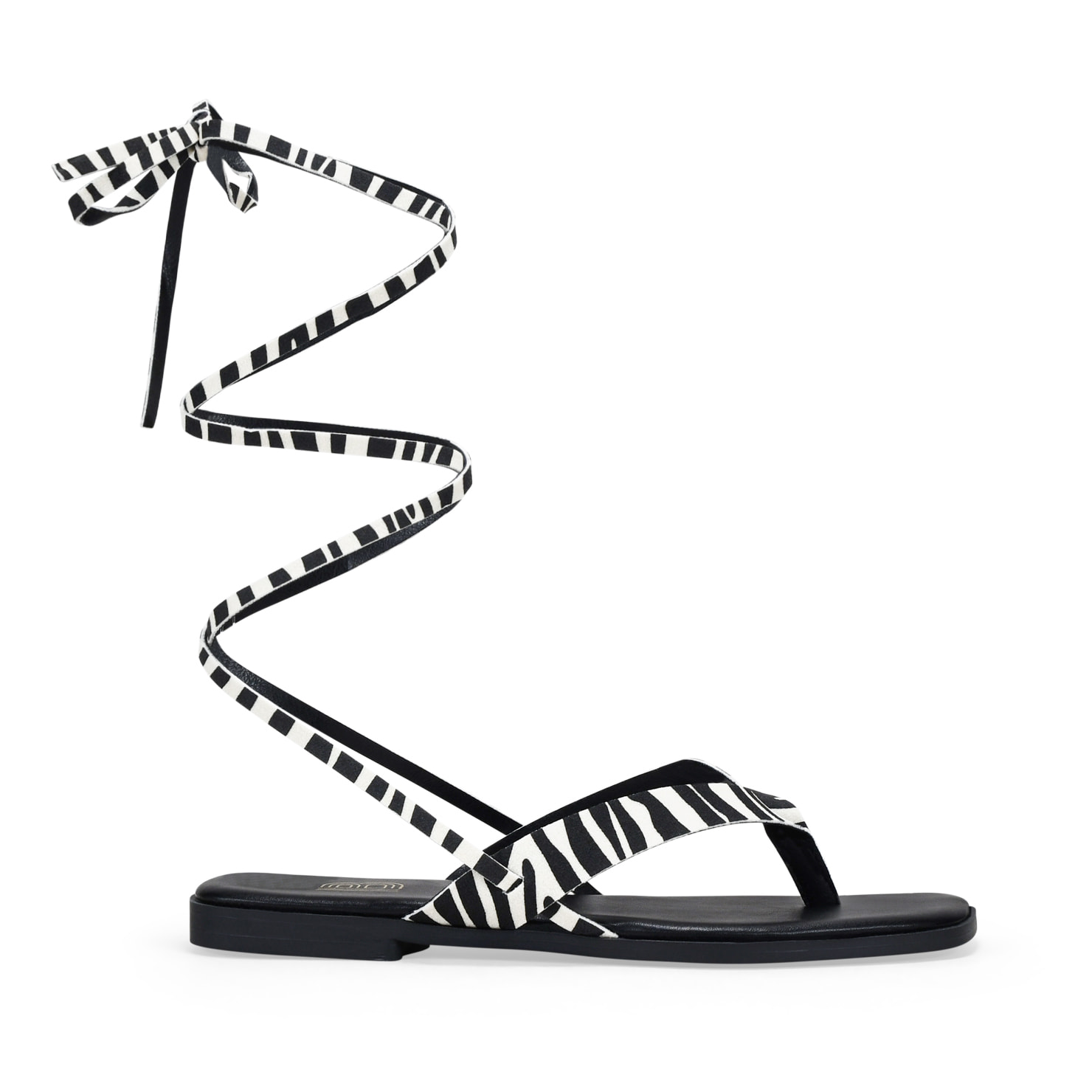 Sandalias de dedo efecto cebra con tiras atadas