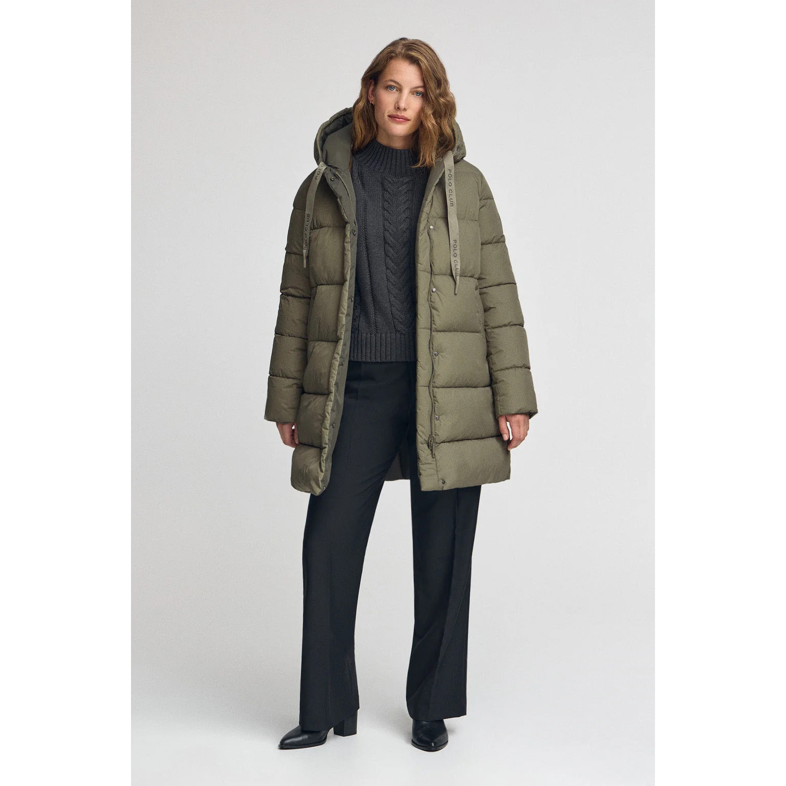 Chaqueta Gaia Reversible verde militar con logo Polo Club