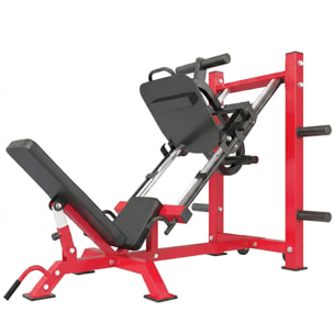 Presse à cuisses leg press machine pro 455kg compatible disques 25/50mm noir rouge
