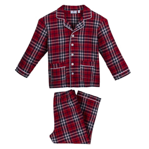 PIGIAMA ALLEGRINO bambino in flanella quadro rosso blu e bianco