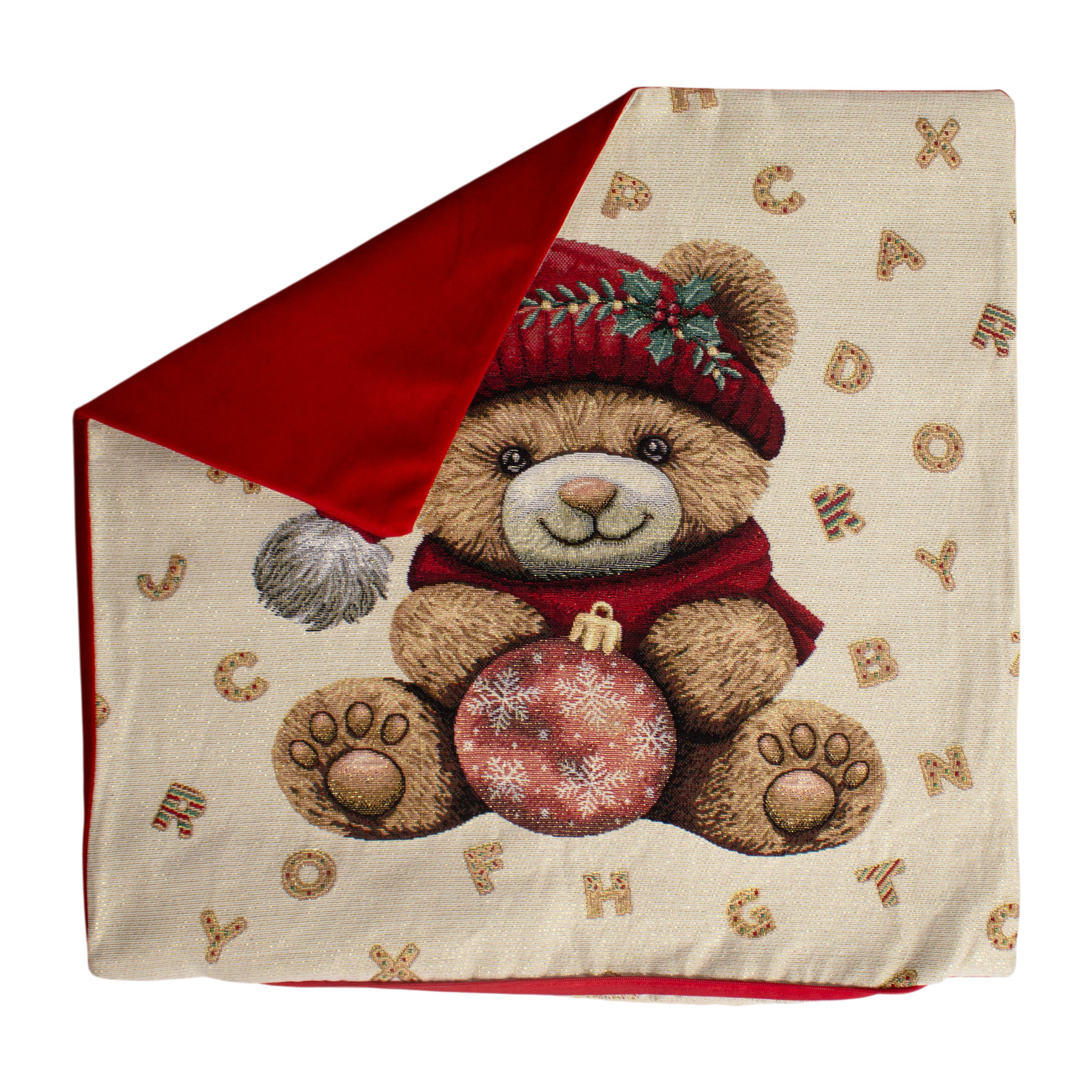 COPPIA CUSCINI ARREDO JACQUARD SFODERABILI 43X43 CM DISEGNO ORSACCHIOTTO