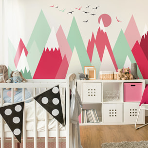 Stickers muraux enfants - Décoration chambre bébé - Autocollant Sticker mural géant enfant montagnes scandinaves SOFINKA