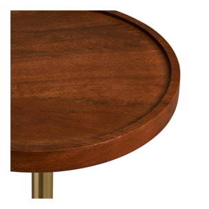 Tavolino d'appoggio Sirone in legno di mango e acciaio finitura ottone nero ø30×56 cm