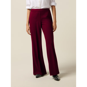 Oltre - Pantalones palazzo de tejido crepé - Burgundy