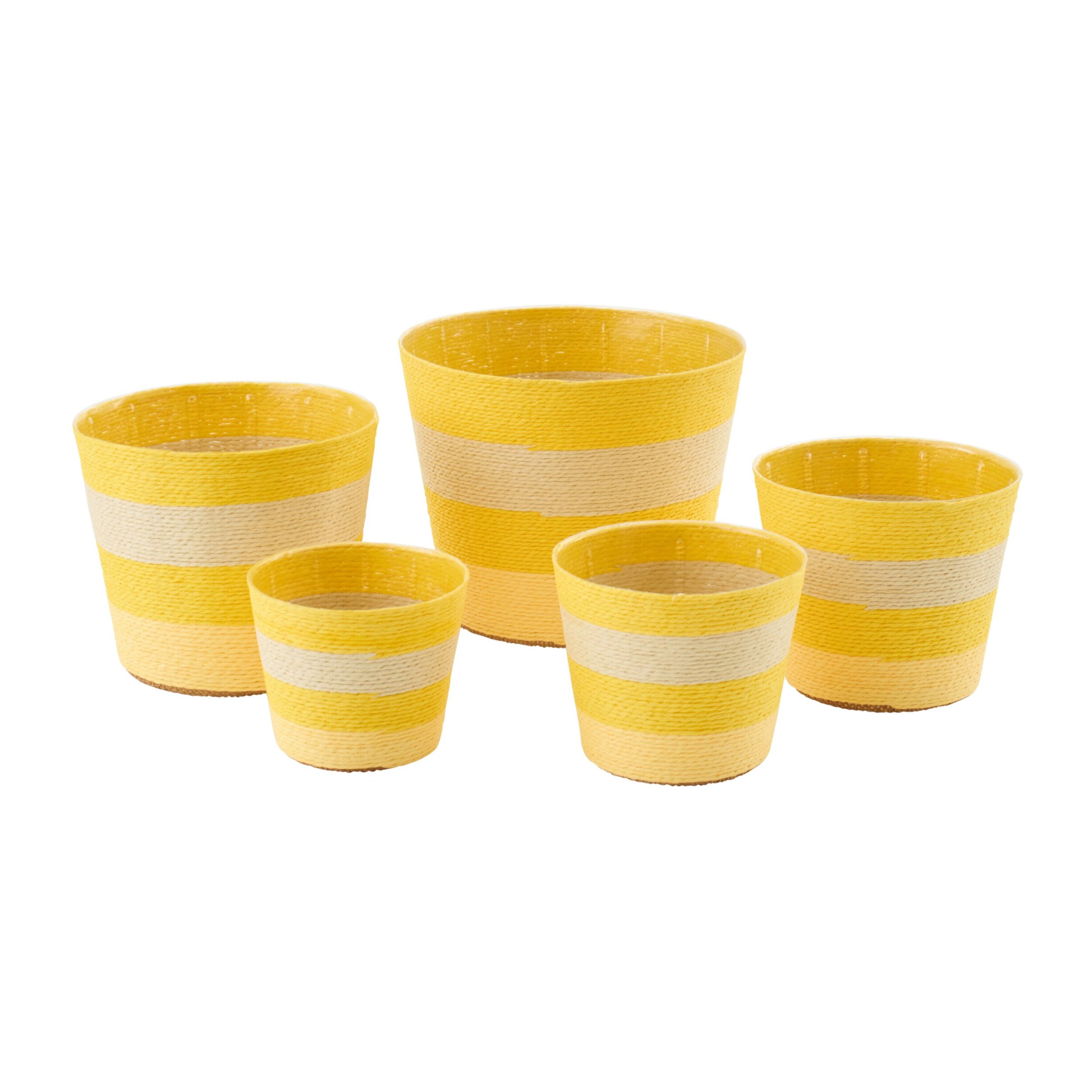 J-Line cache-pot Ligné - papier - jaune/naturel - extra large