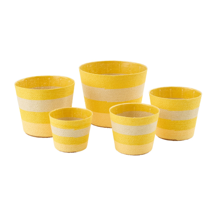 J-Line cache-pot Ligné - papier - jaune/naturel - extra large