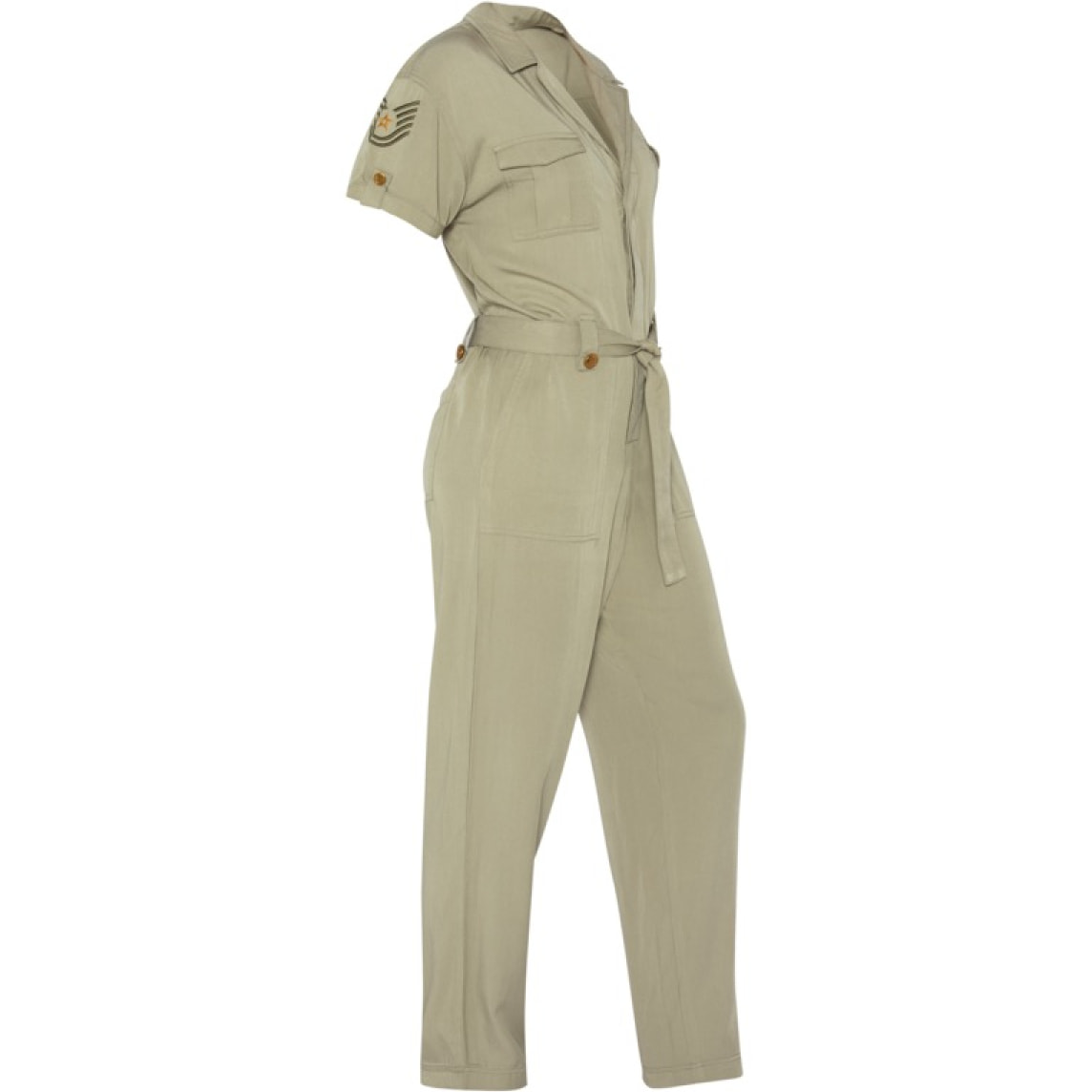 TRJAMELIA70W US NAVY JUMPSUIT IN YARN DYED COTTON WITH  POCKETS & CHEST PRINT 100% COTTON Cachi