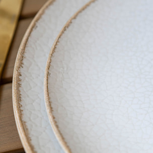 Lot de 6 assiettes creuses en porcelaine blanche et liseré beige 21cm NUANCE