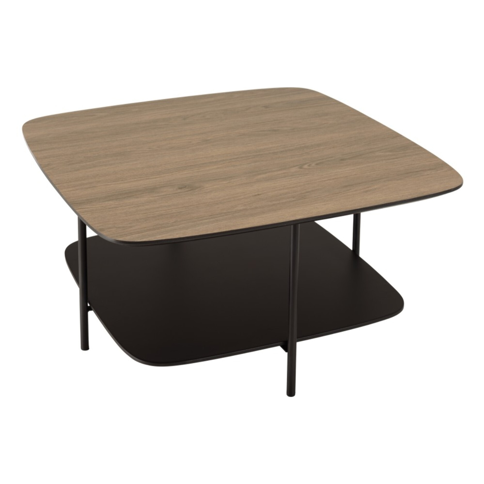 JULIA - Table basse 2 plateaux MM bi-matière mocha/noir pieds métal