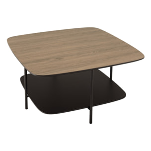 JULIA - Table basse 2 plateaux MM bi-matière mocha/noir pieds métal