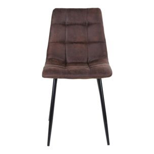 Set 2 sedie da pranzo Middelfart in microfibra marrone scuro con gambe nere