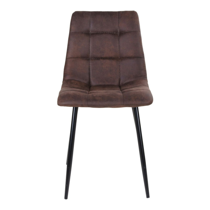 Set 2 sedie da pranzo Middelfart in microfibra marrone scuro con gambe nere