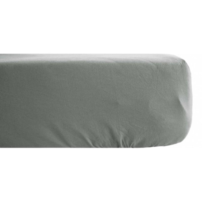 Drap housse Palace pur coton teint lavé 63 fils/cm² Vent du sud - Palace Acier