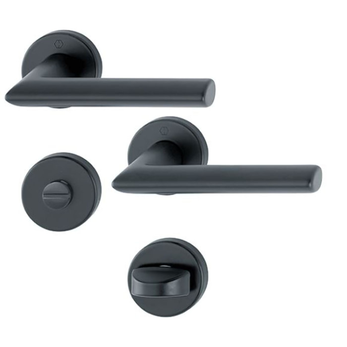 Paire de béquilles sur rosace Stockholm HOPPE 1140/42K/42KS Noir mat - Bec de cane condamnation - 11705218