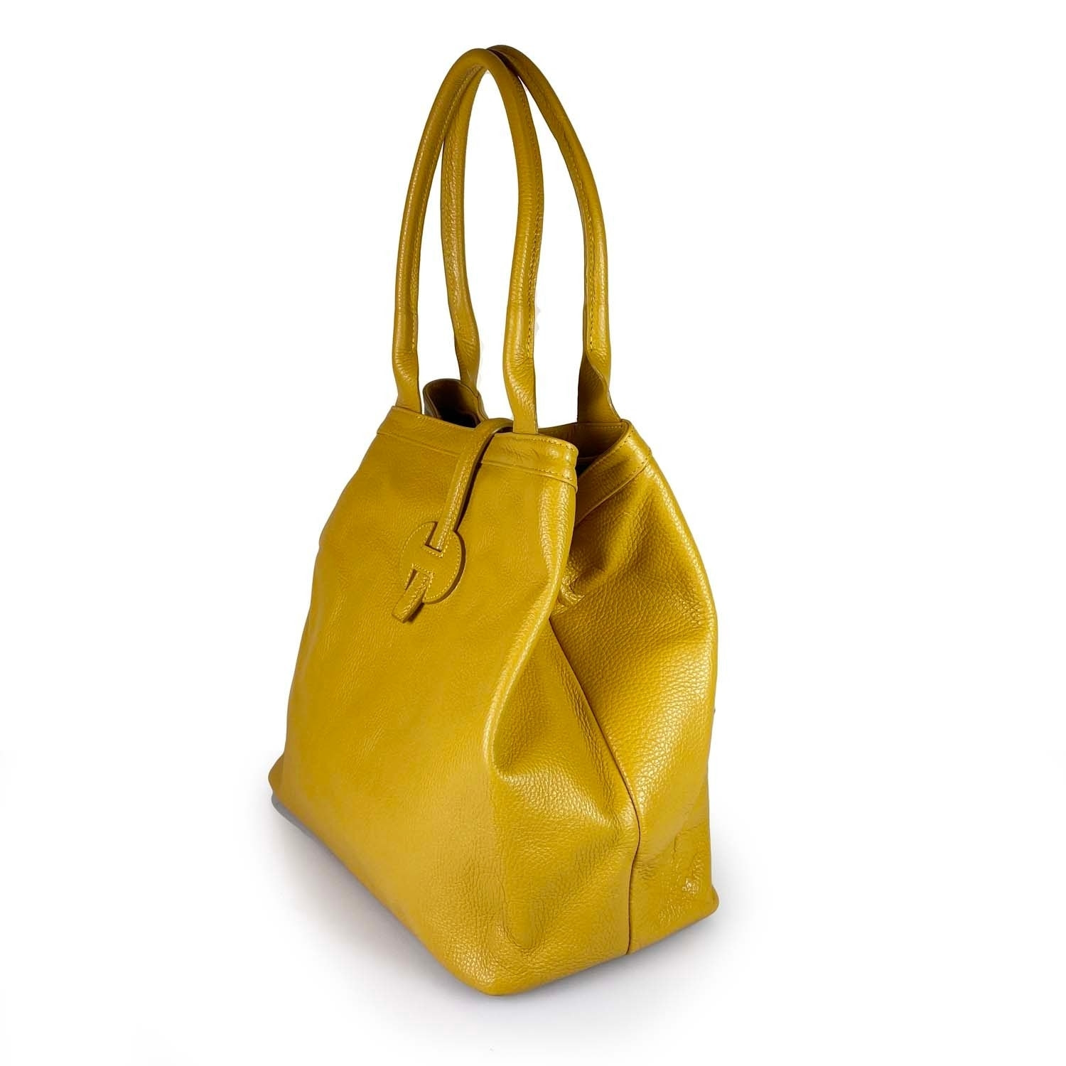 Borse Donna colore Giallo-in pelle Made in Italy 42 x 38 x 6cm