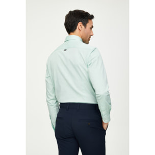 Camicia Uomo 1 Bottone Button Down Slim Cotone Unito Verde Chiaro