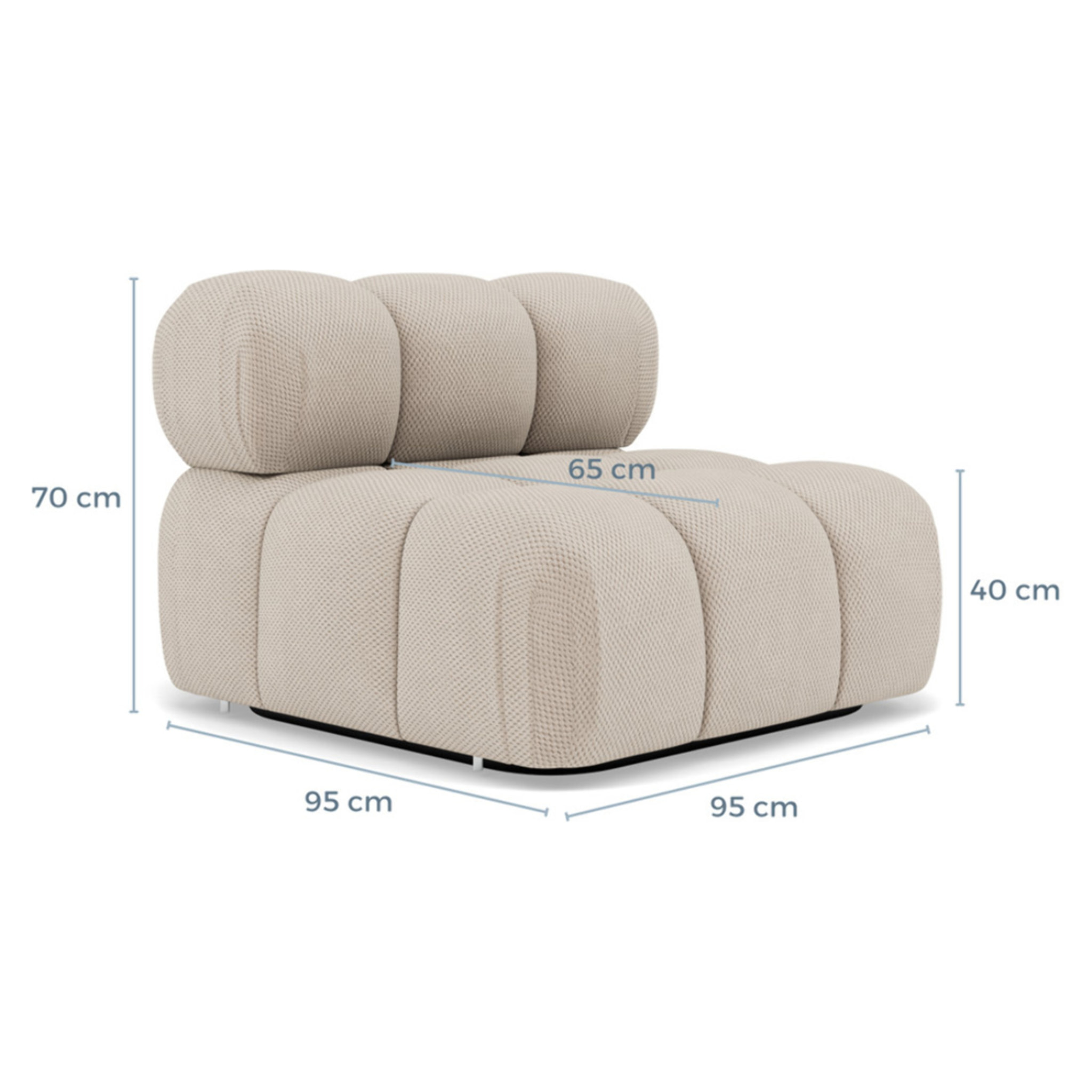 Ruby - module d'assise sans accoudoirs en velours texturé - Gris