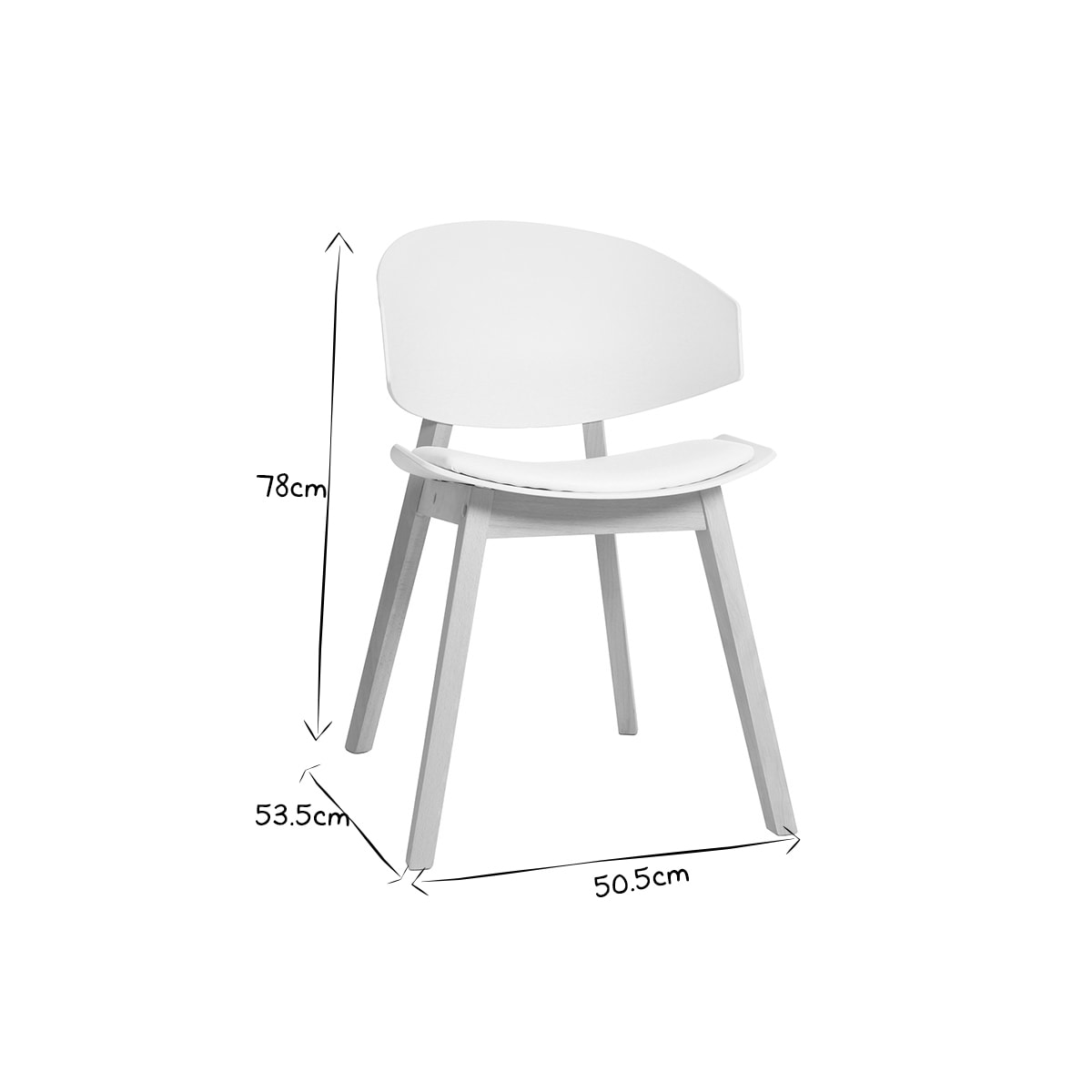 Chaises scandinaves blanc et bois clair (lot de 2) BLOEM