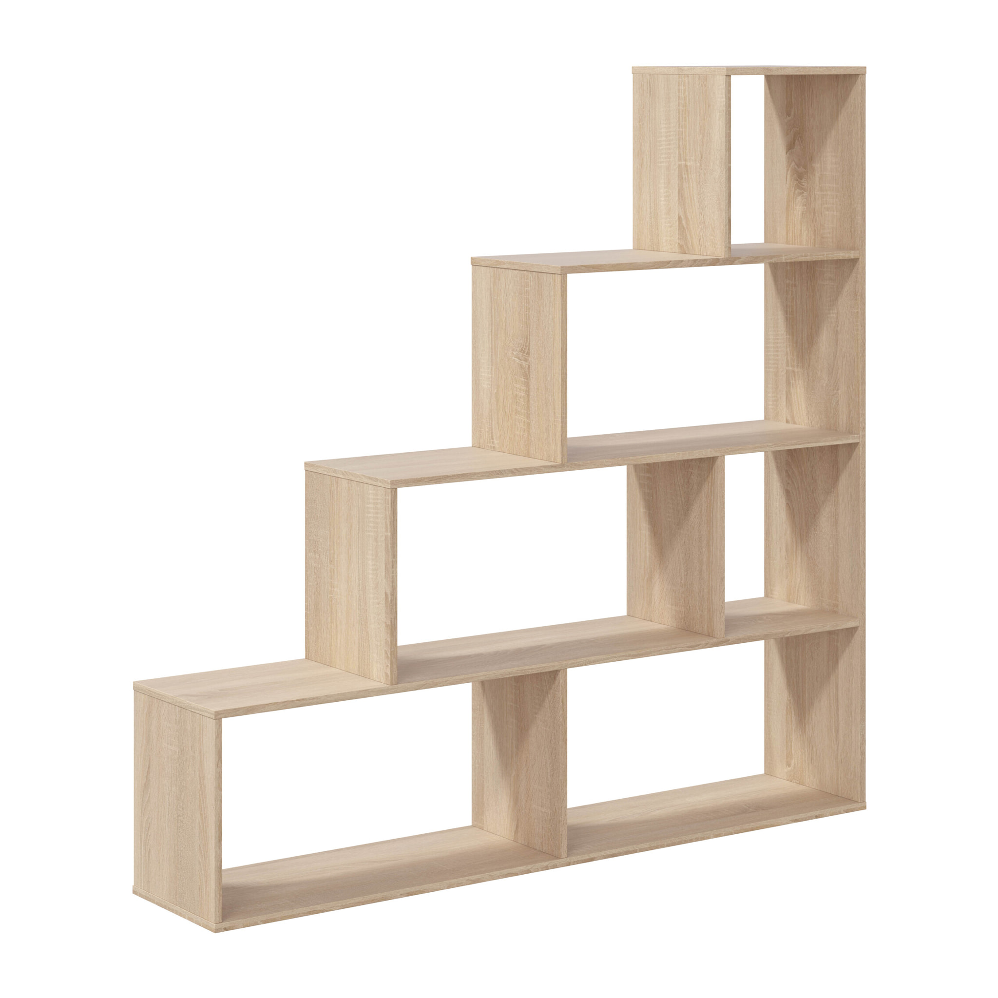 Libreria Scaffale Multiuso Con 6 Ripiani Per Soggiorno Salotto Camera Cameretta Design Moderno Modulabile Piedini Antigraffio 145x145x29 Cm  Rovere