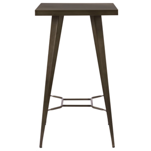 Table de bar carrée 2 personnes en métal gris métallisé 60 cm - Indus