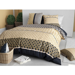 Parure housse de couette 100% coton 57fils + 2 taies Luxore