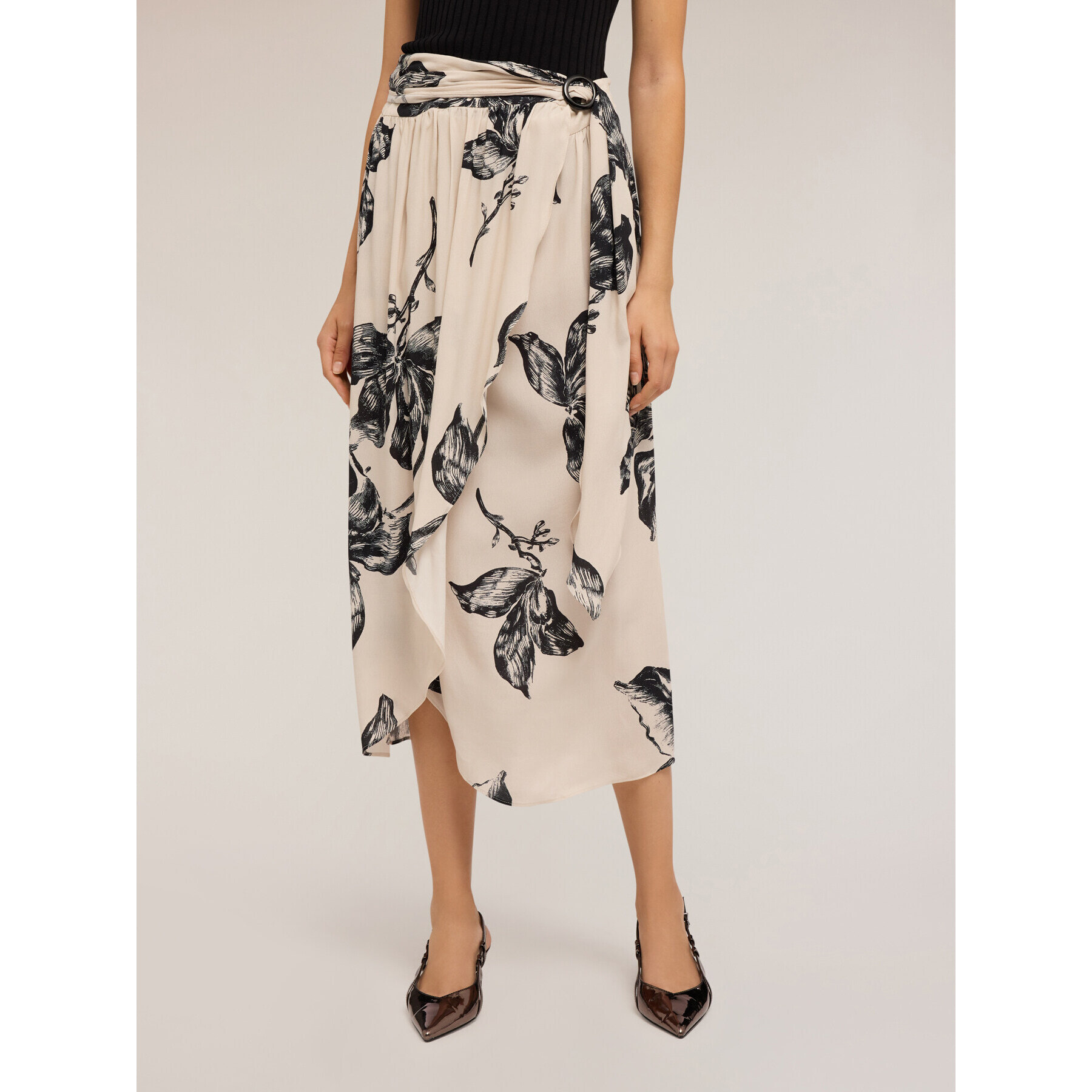 Motivi - Pareo de playa estampado de flores - Negro