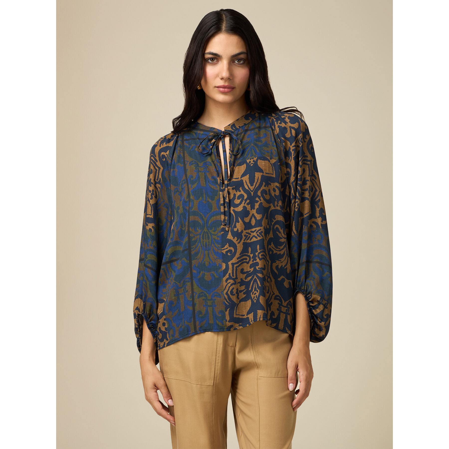 Oltre - Blusa de viscosa estampada - Azul