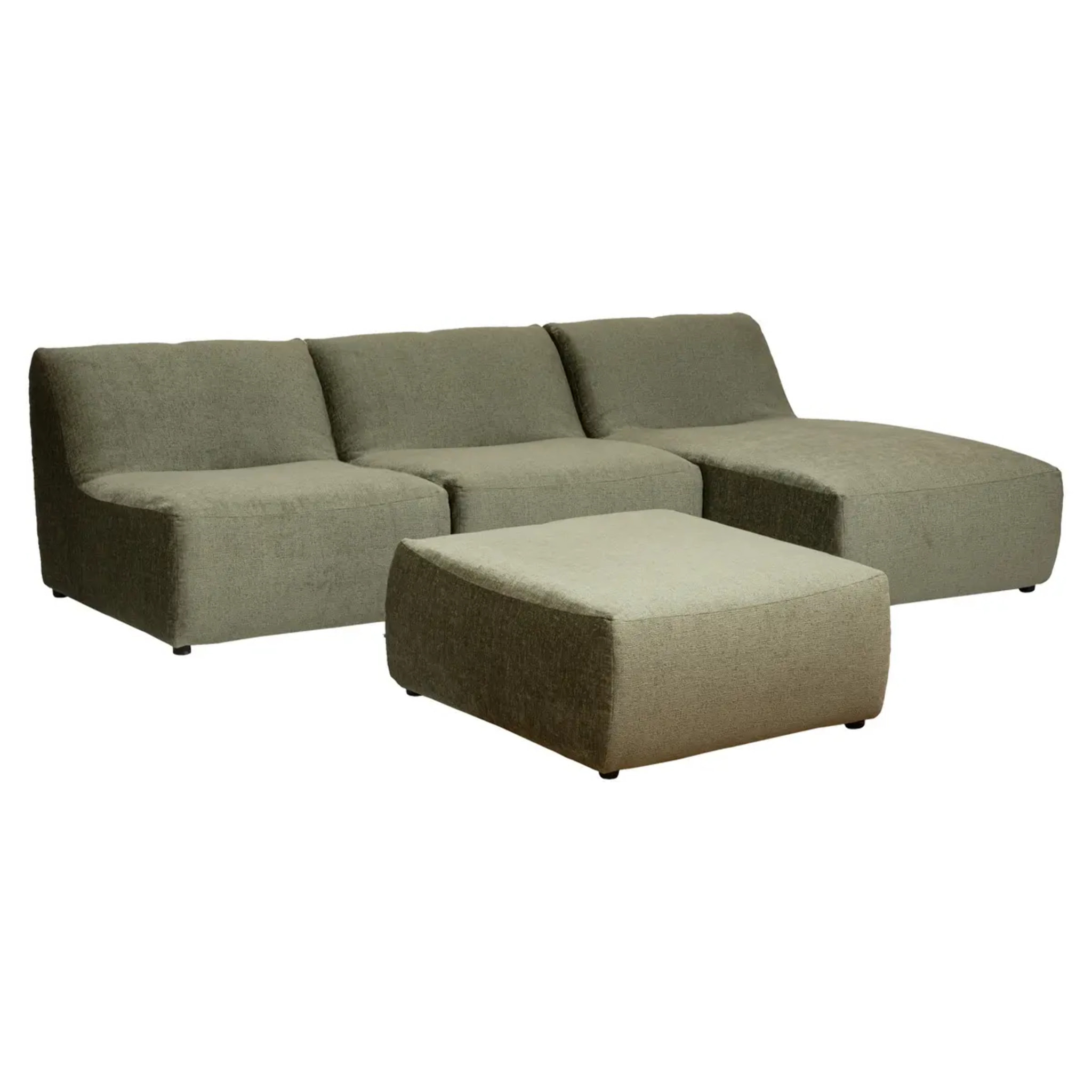 Pouf "Mavuno" en velours 87x93cm vert cèdre