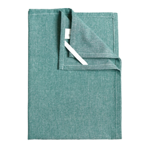 Torchon de cuisine en coton uni aspect tissé - Bleu