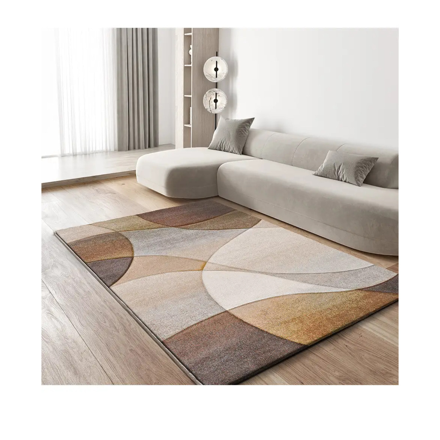 BADET Alfombra abstracta de pelo corto terracota, varias medidas disponibles.