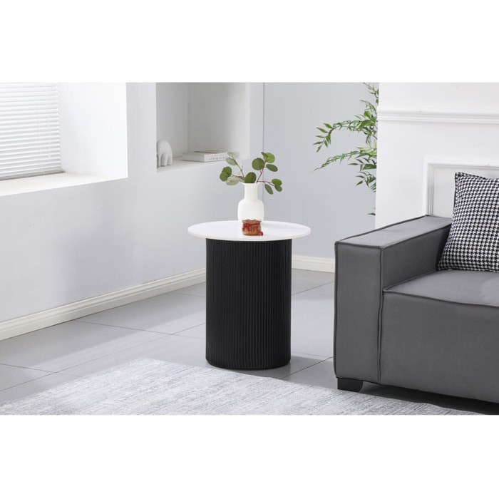 Table d'appoint, bout de canapé, table de chevet en céramique "Eclat" - 50 x 50 x 55 cm - Blanc