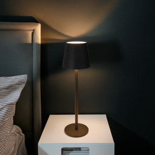 Well Home Lámpara de mesa Negra LED Recargable con 32 Luces Blancas cálidas y 4 niveles de Brillo Ø10,5x36,2cm