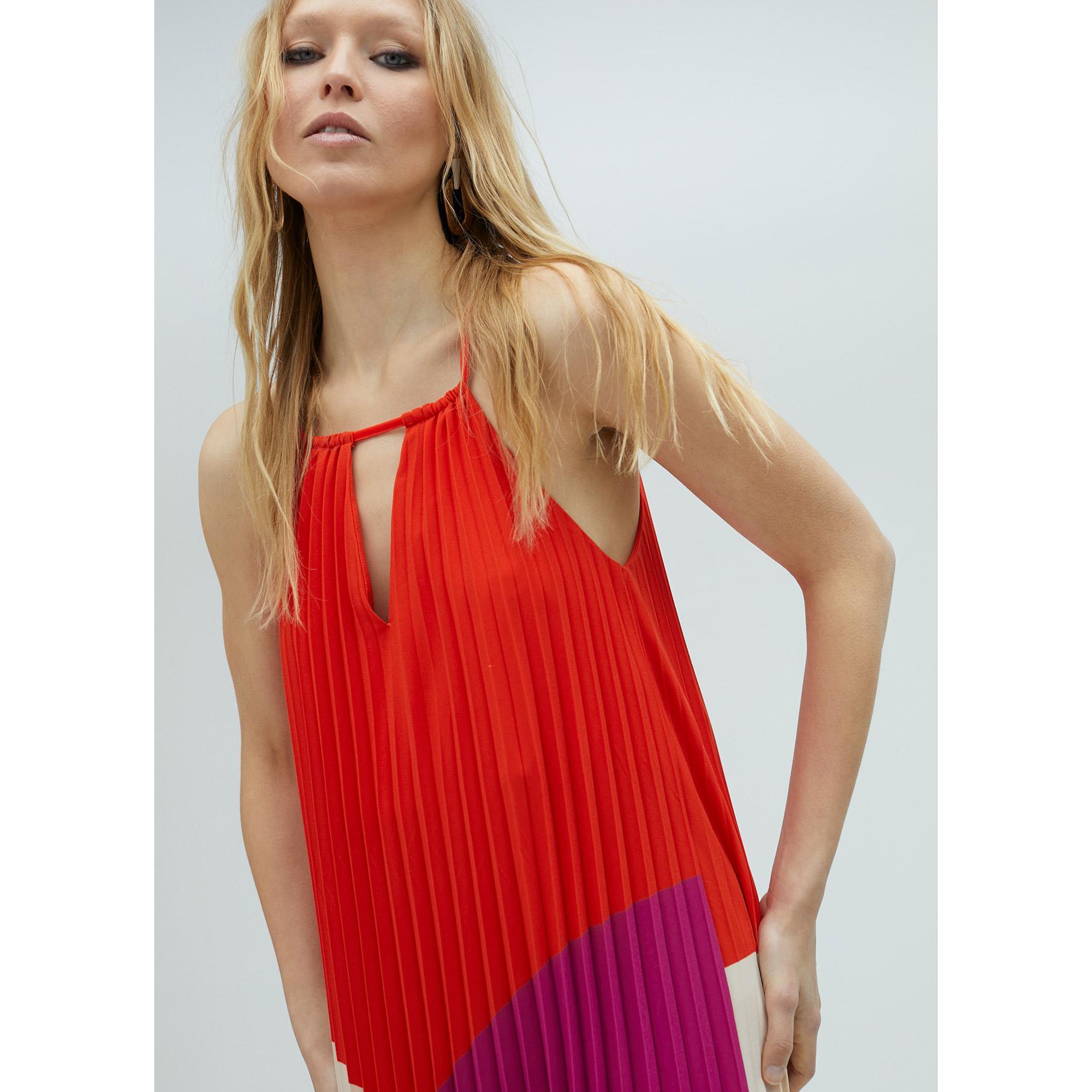 Vestito plissettato tricolore