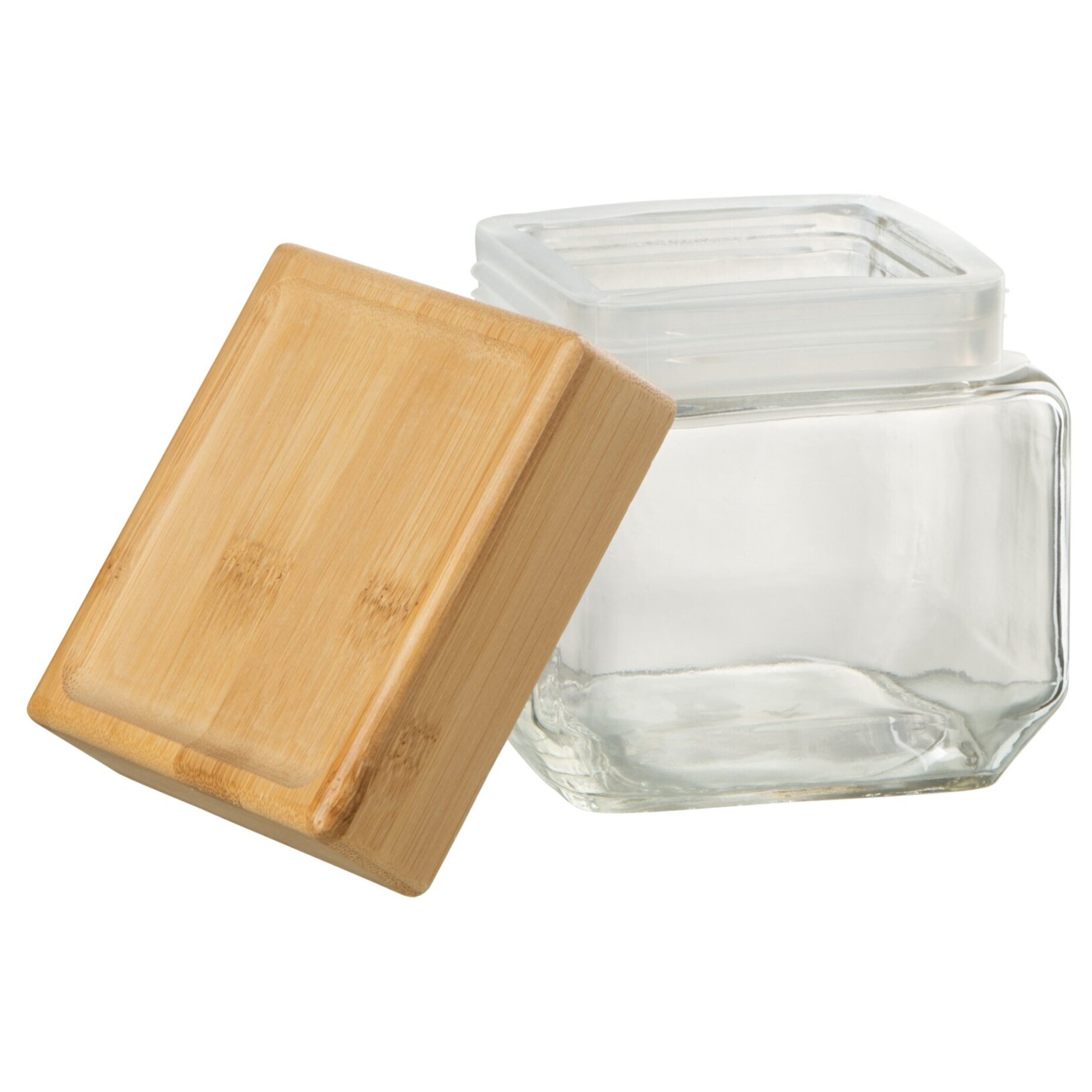 J-Line pot de conservation Louis - verre/bambou - transparent/naturel - small