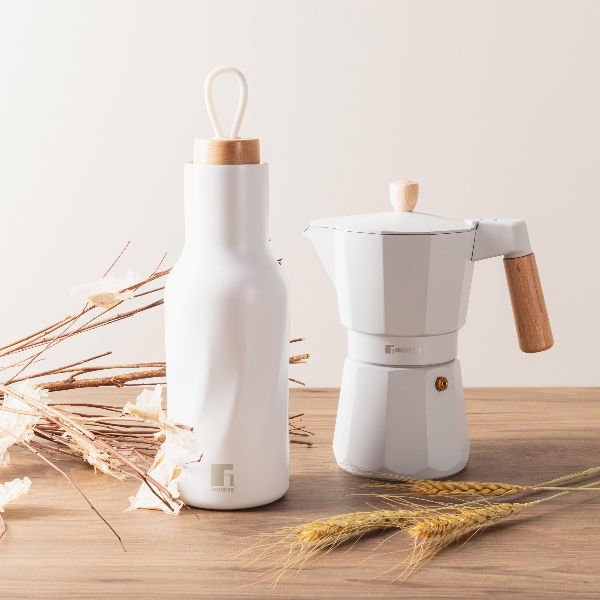 Bergner NATURALLY Botella de agua 550ml en Acero inoxidable Blanco