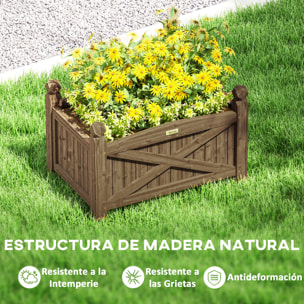 Jardinera de Madera Elevada Huerto Urbano Madera para Cultivar Plantas Flores Hierba Jardinera Rectangular para Jardín Balcón Terraza 60x39x37 cm Cafá© Oscuro