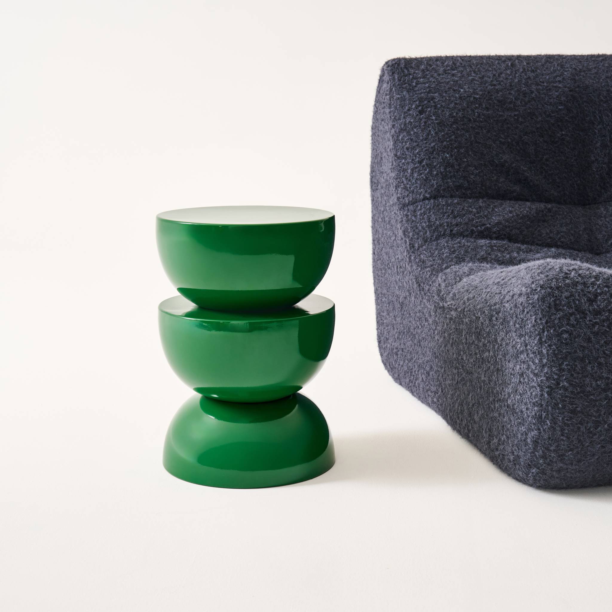 Table d'appoint, bout de canapé, table de chevet métal effet glossy Ø32 x H46,5cm COUMBA