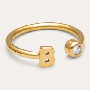 Anillo Personalizado Letter Spark Acero Baño Oro