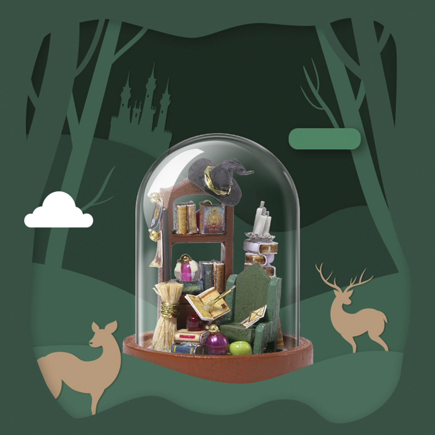 Modello 3D fingertip magic mini copertura in vetro.