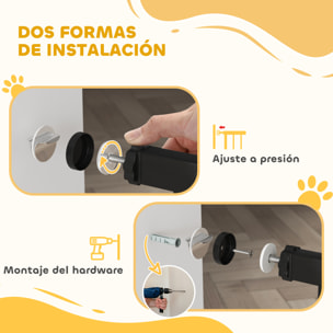 Barrera para Perros Puerta para Perros con Ancho Ajustable 76-104 cm Barrera de Seguridad para Perros con 2 Extensiones y Doble Bloqueo para Escaleras y Puertas Negro