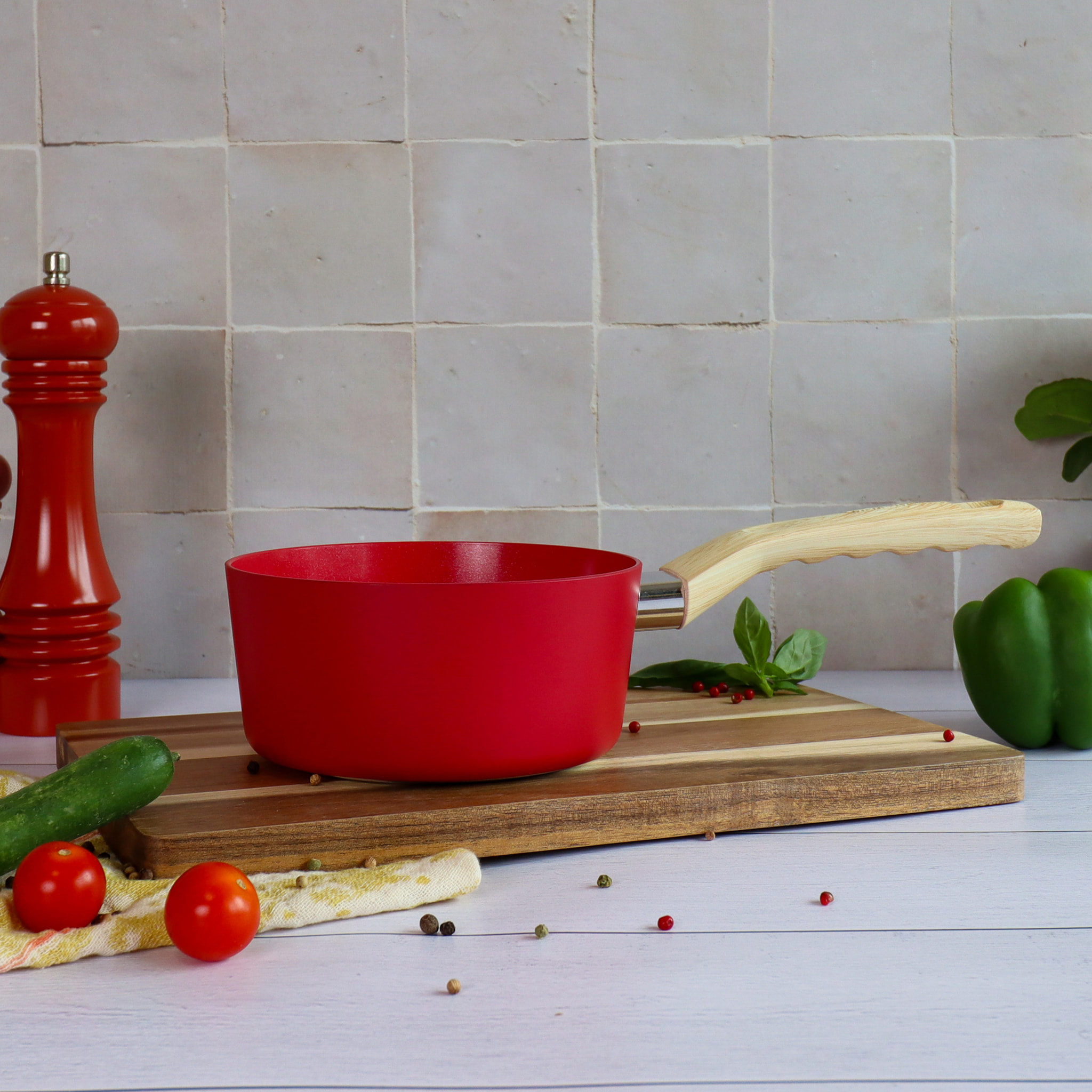 Casserole en aluminium 16cm rouge - compatible induction COLORAMA